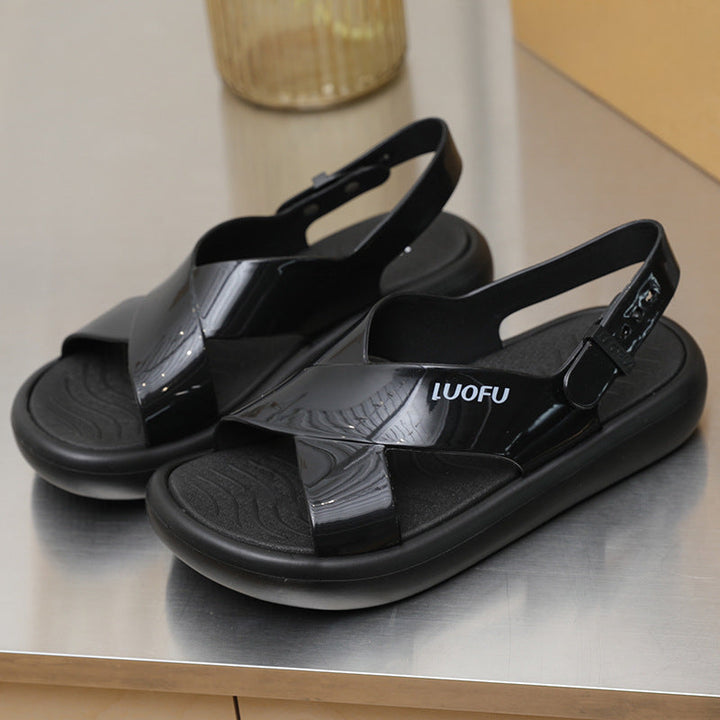 Modieuze Dames Slippers met Gesp en Open Teen van Jelly