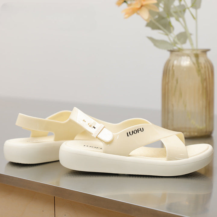 Modieuze Dames Slippers met Gesp en Open Teen van Jelly