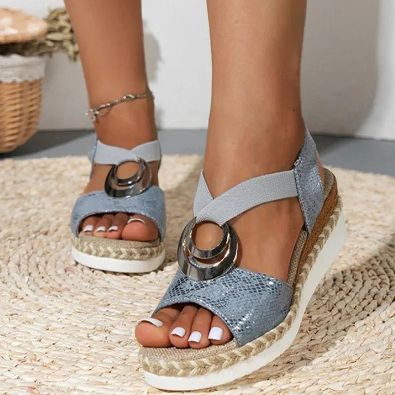 Modieuze Sandalen met PU Slangenpatroon en Comfortabel Design
