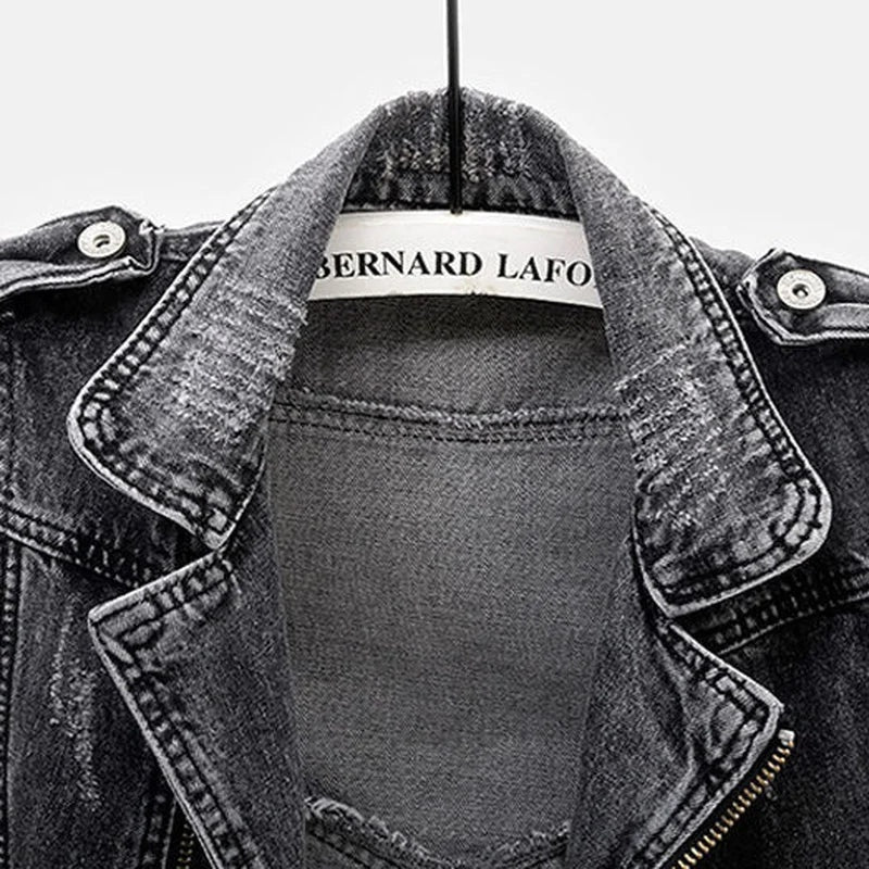 Mouwloos denim vest met biker uitstraling – Mila