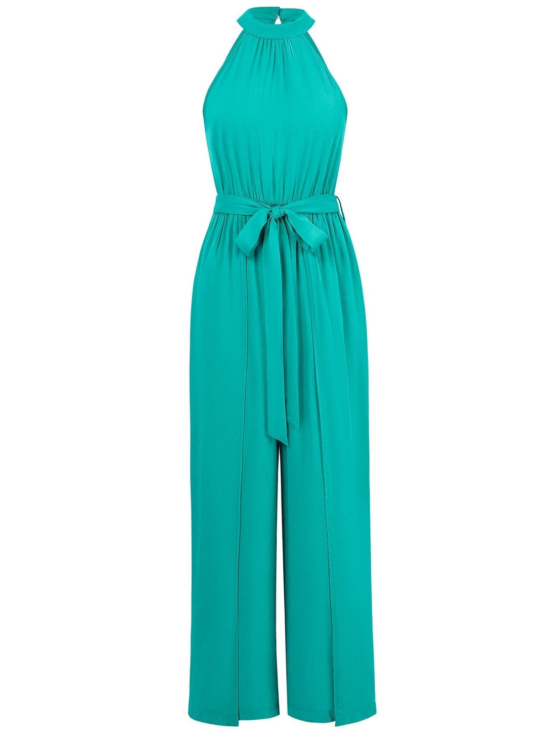 Mouwloze Halter Jumpsuit met Strik Taille