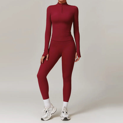 Naadloze activewear set met lange mouwen en legging – Nova