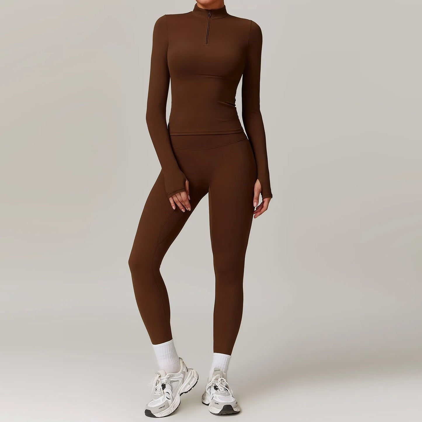 Naadloze activewear set met lange mouwen en legging – Nova