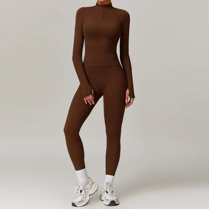 Naadloze activewear set met lange mouwen en legging – Nova