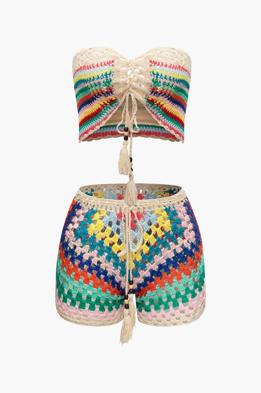 Naila Boho Set | Handgehaakte Bustier en Shorts