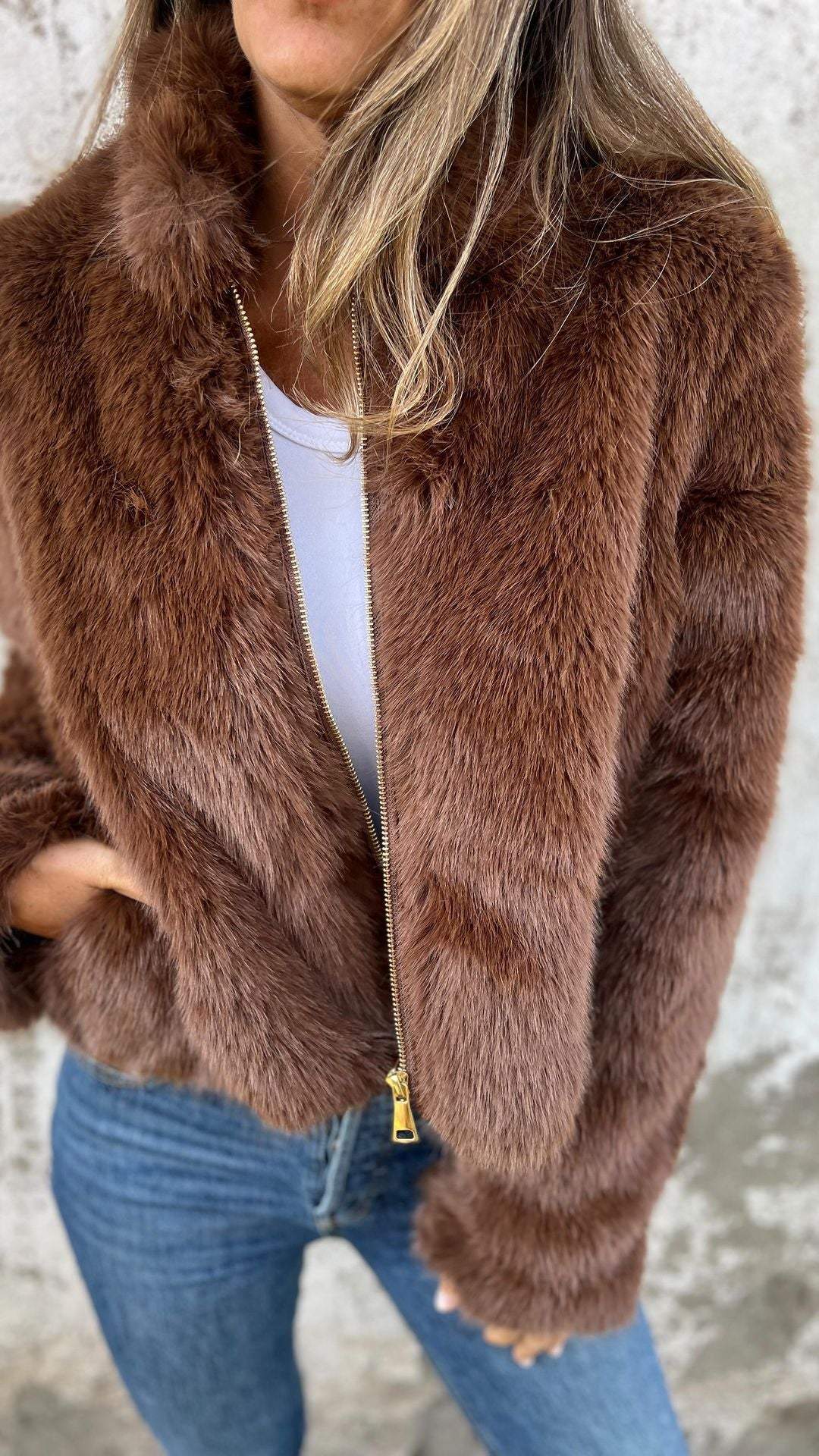 Nimara | Warme Elegante faux fur Overgangsjas