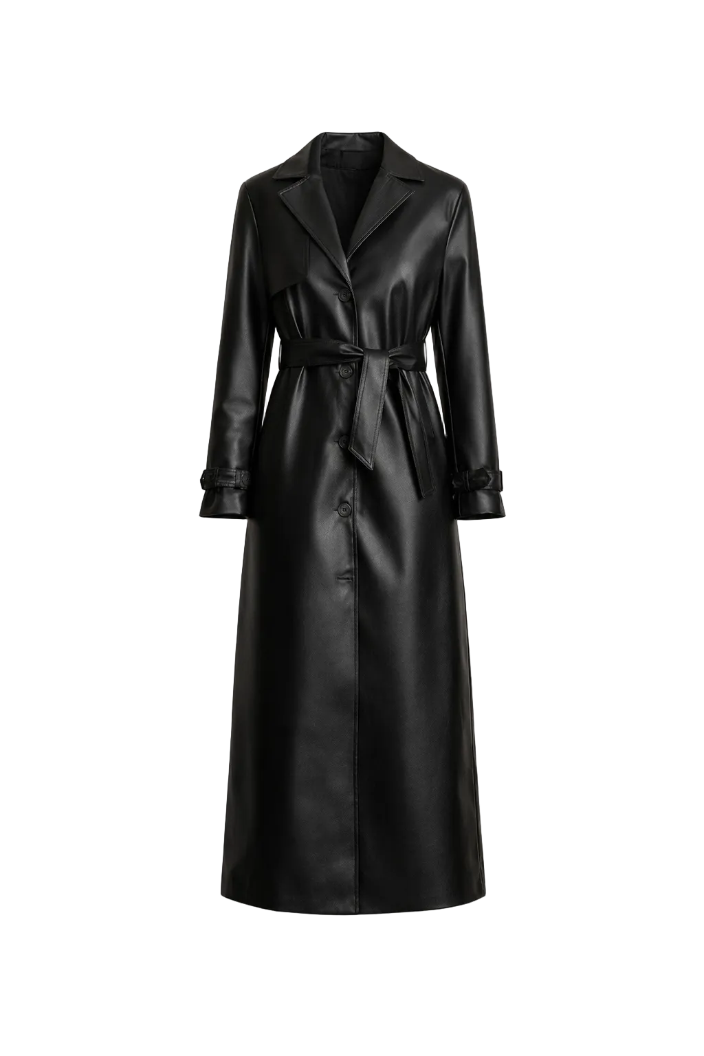 Noura Luxe Leatherlook Midi Shirt Dress
