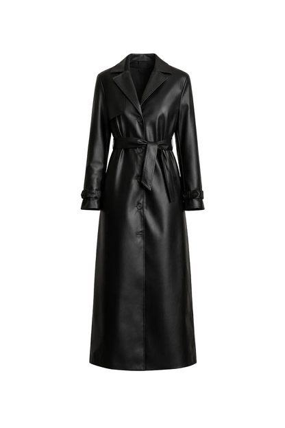 Noura Luxe Leatherlook Midi Shirt Dress