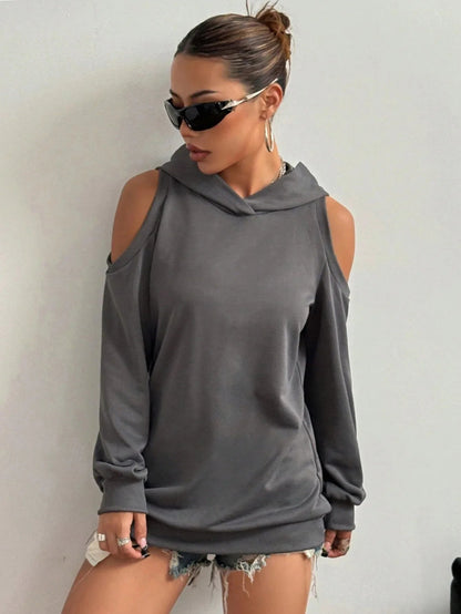 Off-shoulder dames hoodie met open schouders – Essentia