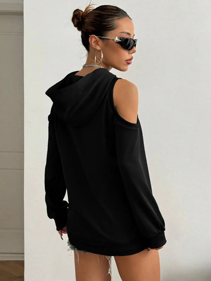 Off-shoulder dames hoodie met open schouders – Essentia
