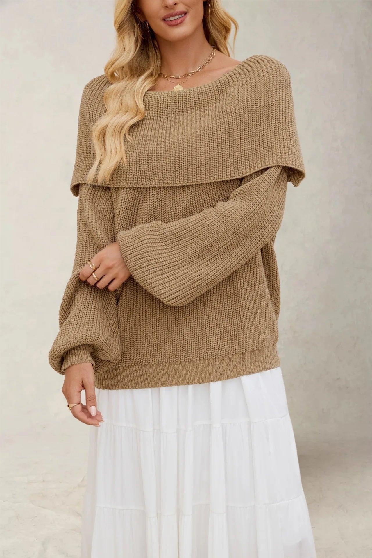Off-shoulder dames trui – Leona