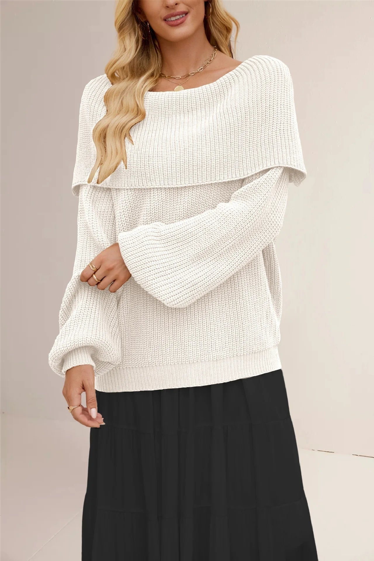 Off-shoulder dames trui – Leona