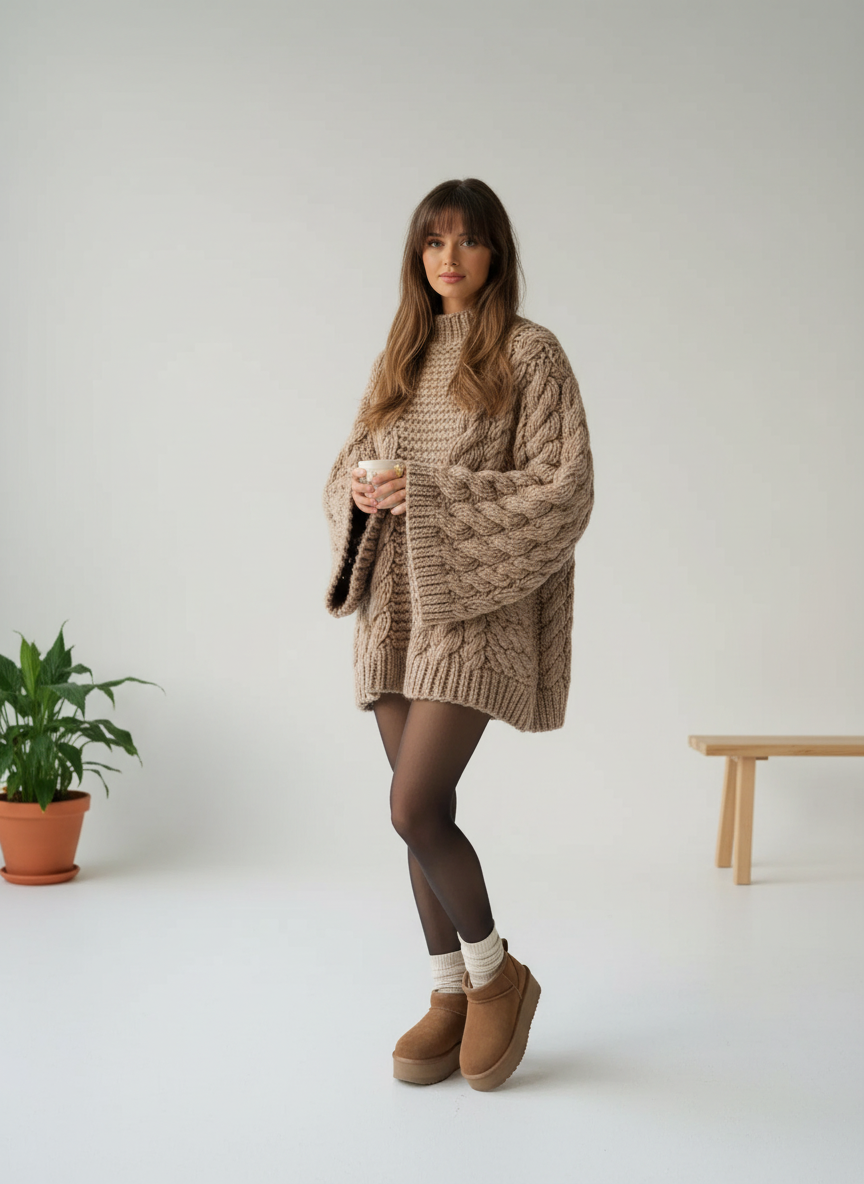 Oversized chunky knit trui met kabelstructuur voor dames – Gail