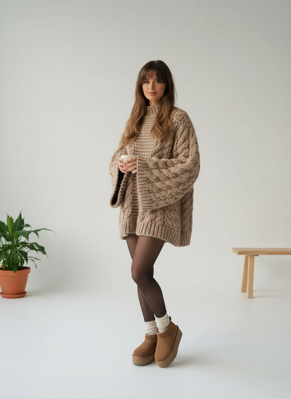 Oversized chunky knit trui met kabelstructuur voor dames – Gail