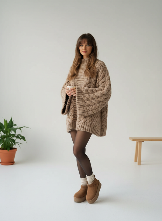 Oversized chunky knit trui met kabelstructuur voor dames – Gail