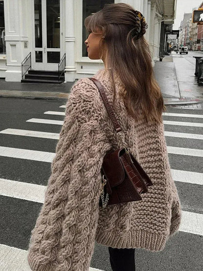 Oversized chunky knit trui met kabelstructuur voor dames – Gail