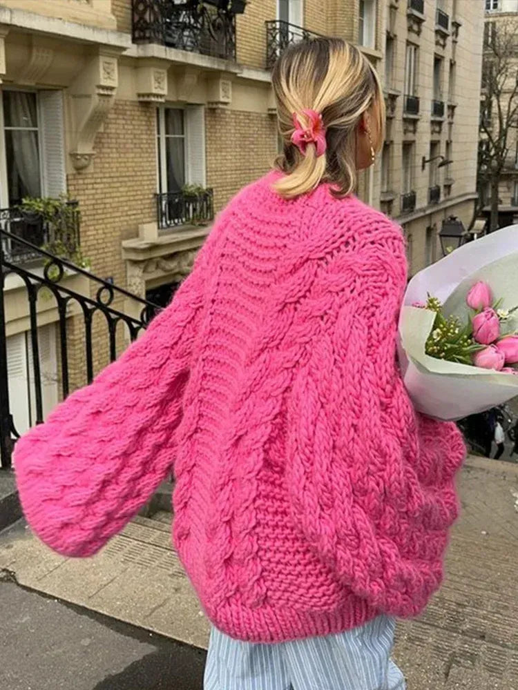 Oversized chunky knit trui met kabelstructuur voor dames – Gail