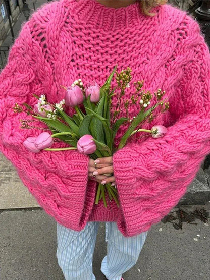 Oversized chunky knit trui met kabelstructuur voor dames – Gail