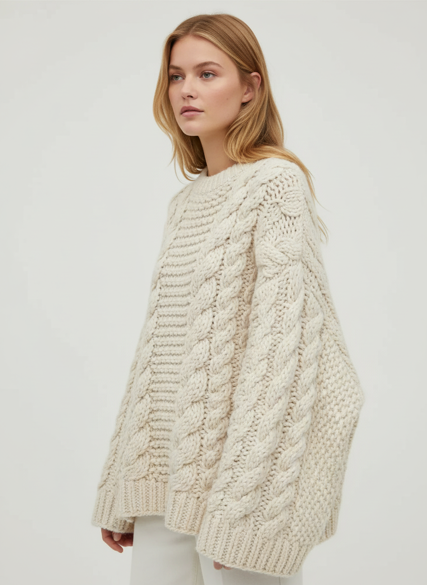 Oversized chunky knit trui met kabelstructuur voor dames – Gail