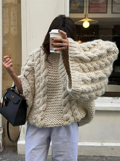 Oversized chunky knit trui met kabelstructuur voor dames – Gail