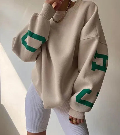 Oversized comfy dames sweater met grafische print