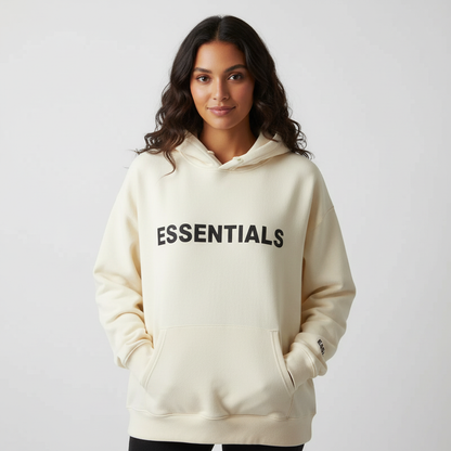 Oversized dames hoodie met essentials print – Delphine