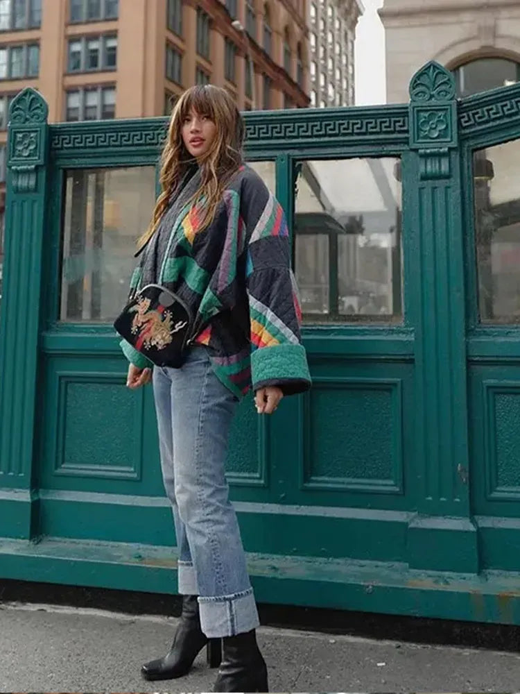 Oversized dames jas met kleurpatroon - Mirella