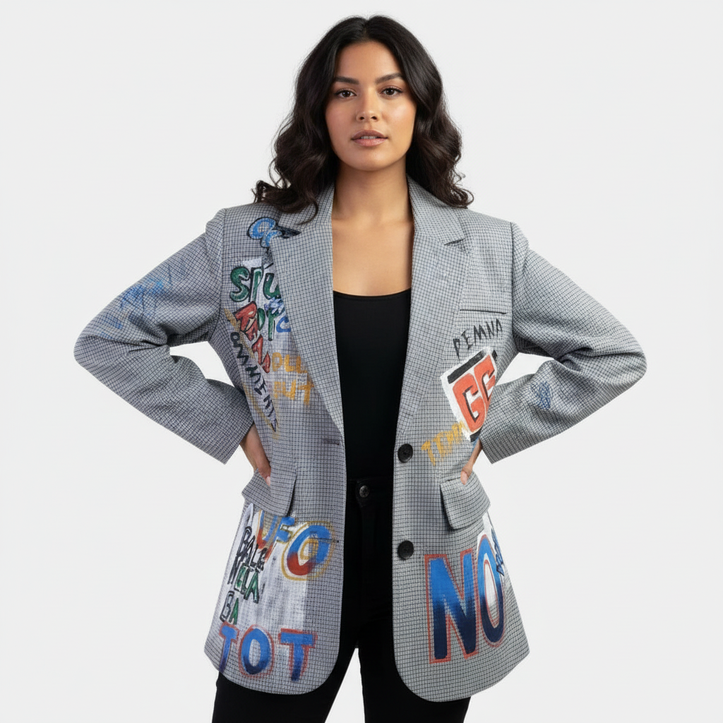 Oversized damesblazer met grafische print – Céline