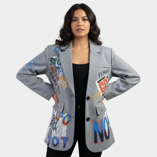 Oversized damesblazer met grafische print – Céline
