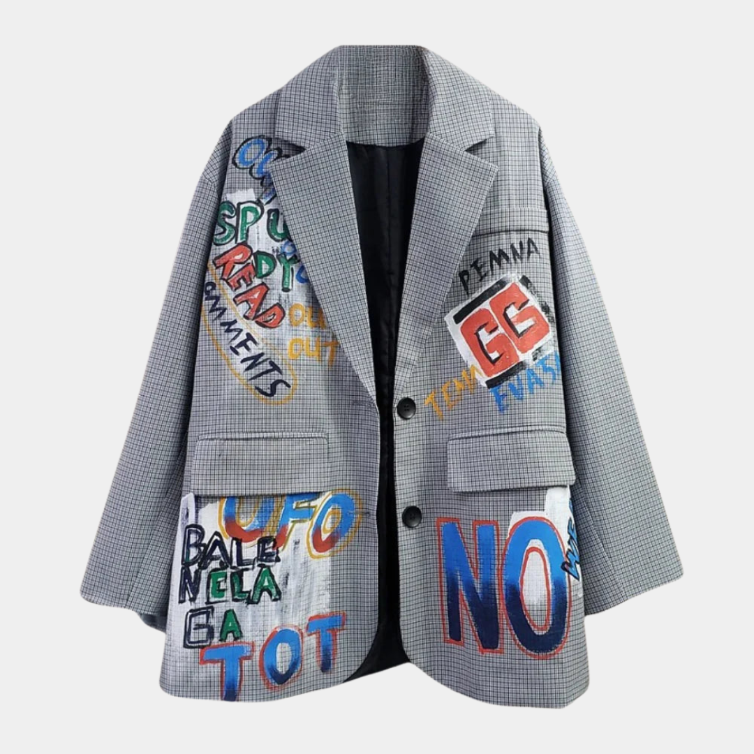 Oversized damesblazer met grafische print – Céline