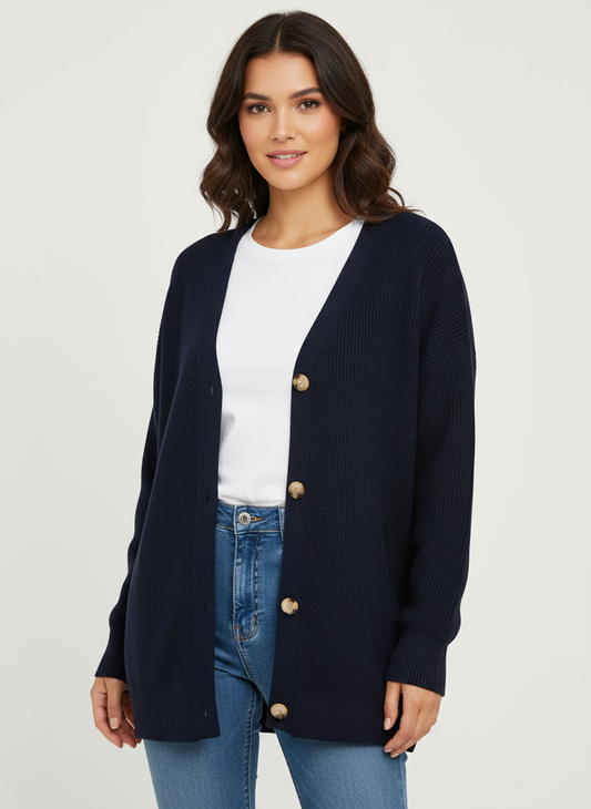 Oversized damesvest met V-hals – Isabelle