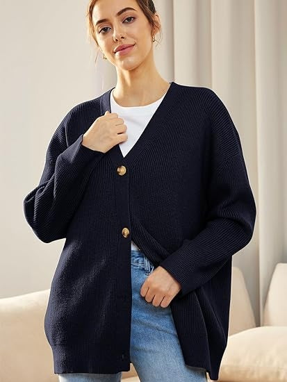 Oversized damesvest met V-hals – Isabelle