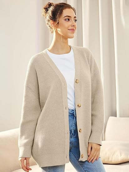 Oversized damesvest met V-hals – Isabelle