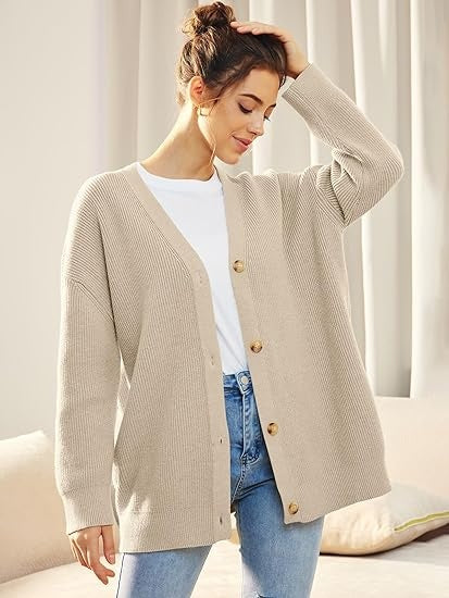 Oversized damesvest met V-hals – Isabelle