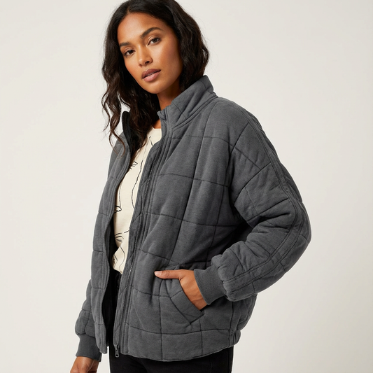 Oversized doorgestikte overgangsjas voor dames