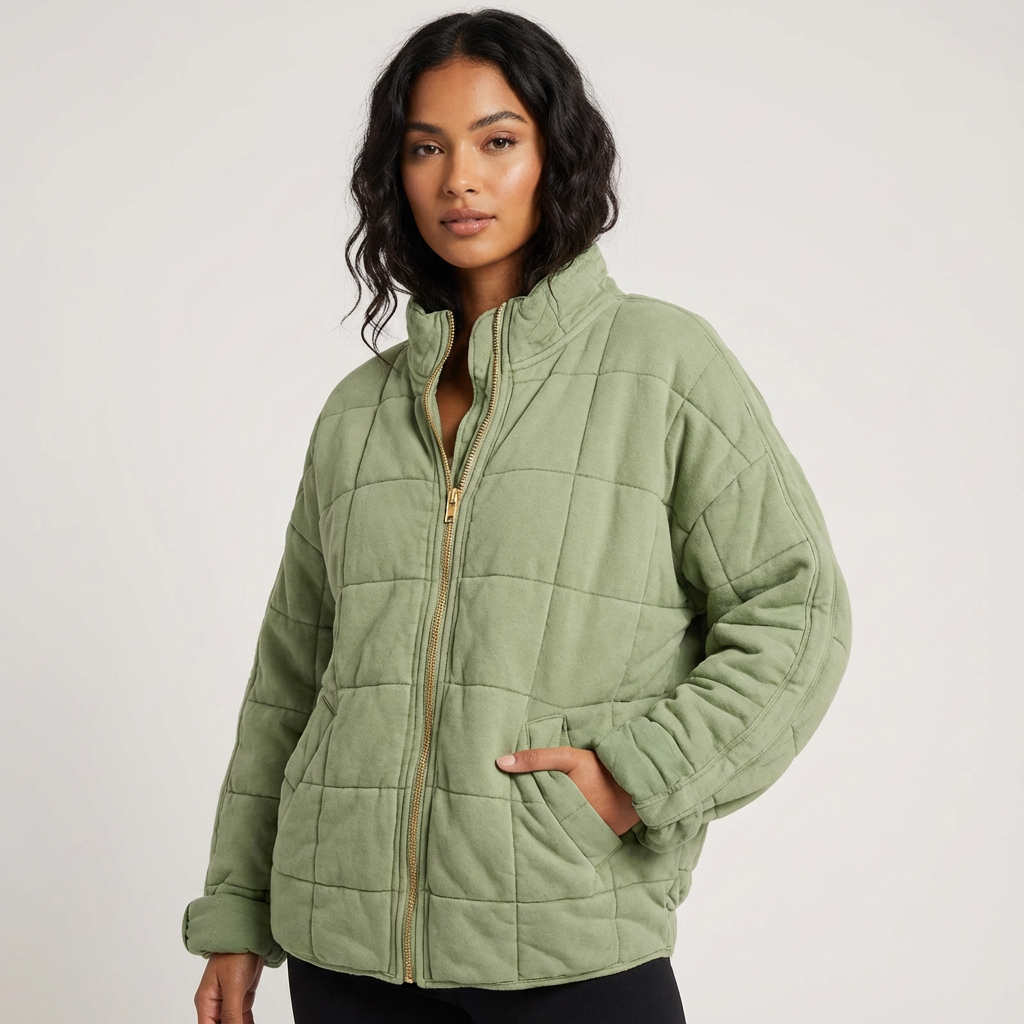 Oversized doorgestikte overgangsjas voor dames