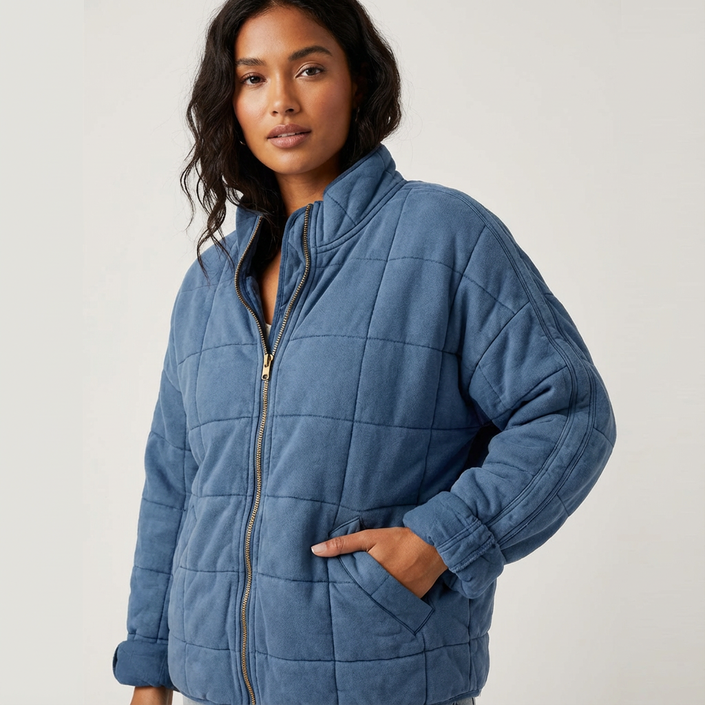 Oversized doorgestikte overgangsjas voor dames