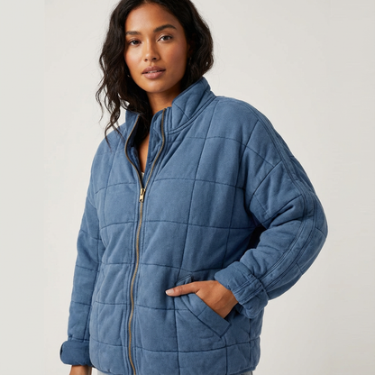 Oversized doorgestikte overgangsjas voor dames