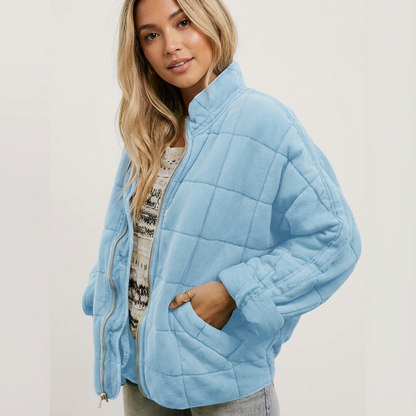 Oversized doorgestikte overgangsjas voor dames