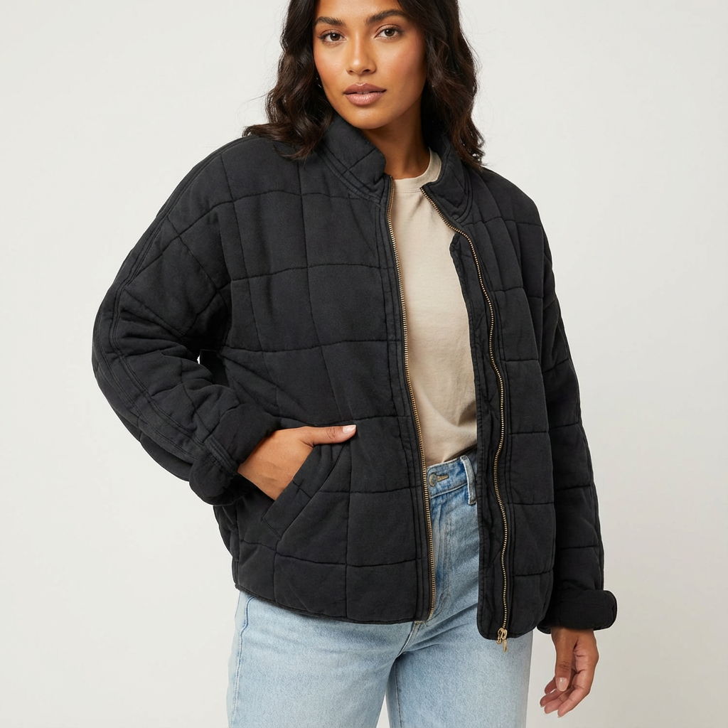 Oversized doorgestikte overgangsjas voor dames