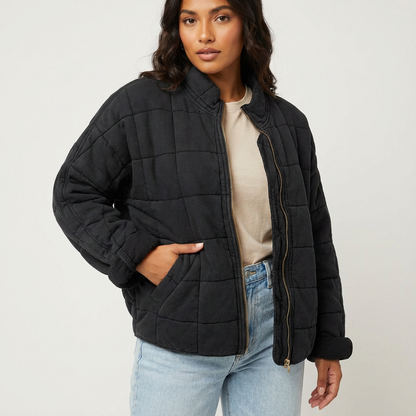 Oversized doorgestikte overgangsjas voor dames