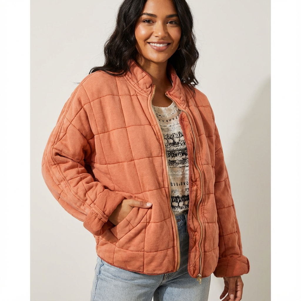 Oversized doorgestikte overgangsjas voor dames