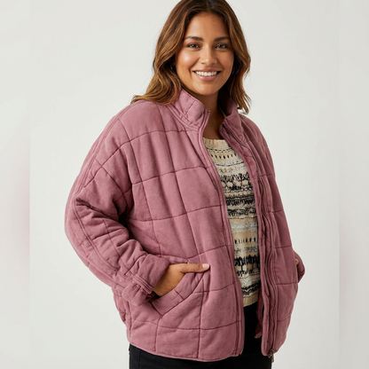 Oversized doorgestikte overgangsjas voor dames