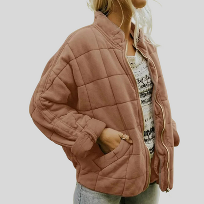 Oversized doorgestikte overgangsjas voor dames