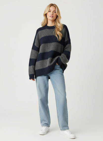 Oversized gestreepte damestrui met loose fit