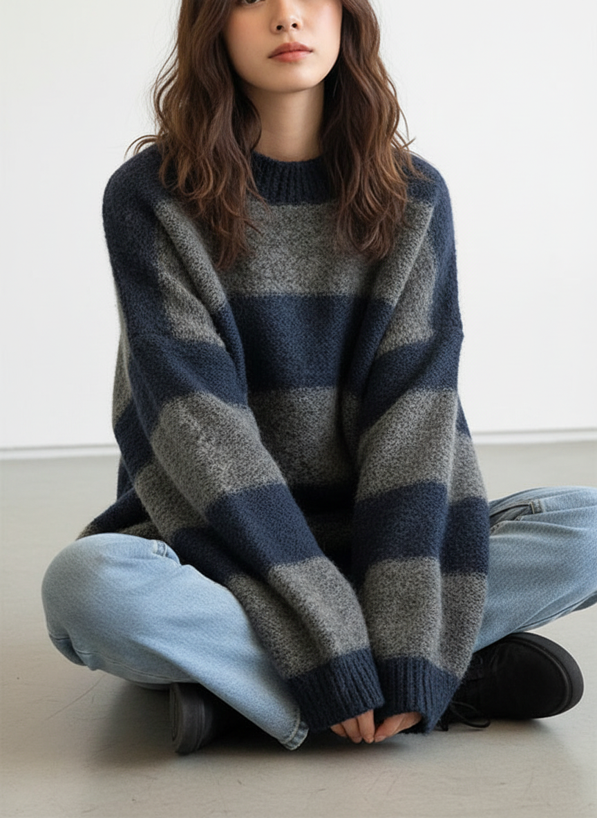 Oversized gestreepte damestrui met loose fit