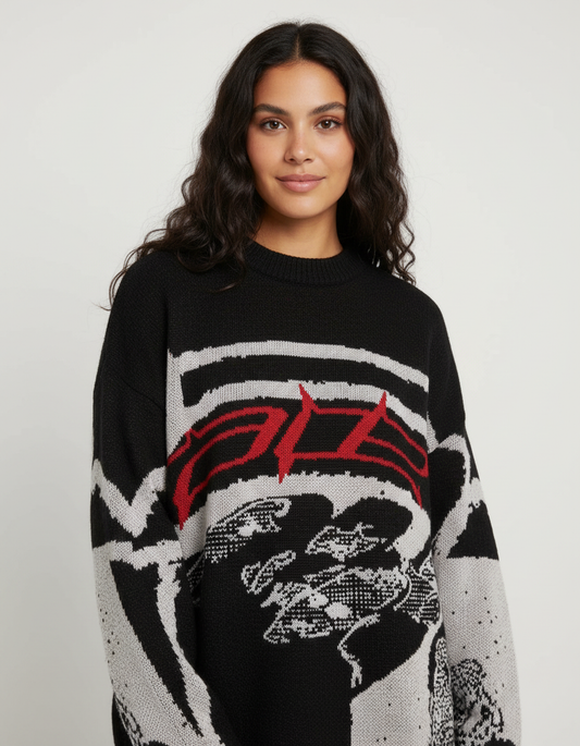 Oversized streetwear dames trui met grafische print - Yara