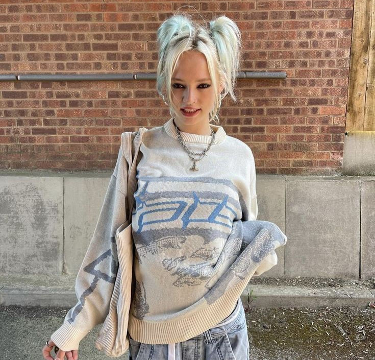 Oversized streetwear dames trui met grafische print - Yara