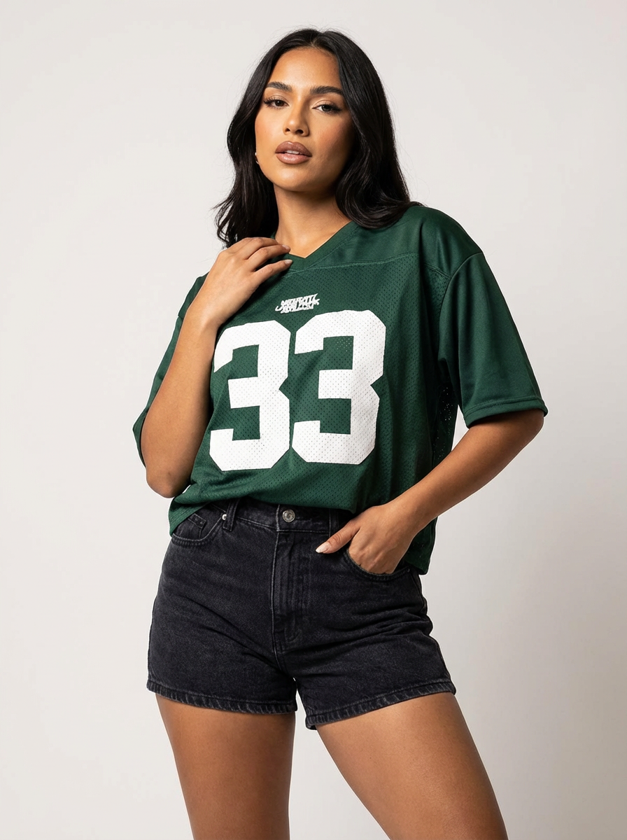 Oversized y2k jersey t-shirt met nummerprint