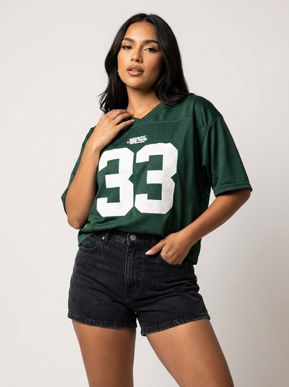 Oversized y2k jersey t-shirt met nummerprint